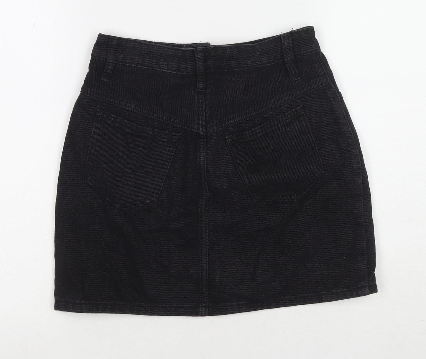 John Galt Womens Black Cotton A-Line Skirt Size S Zip