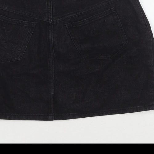 John Galt Womens Black Cotton A-Line Skirt Size S Zip