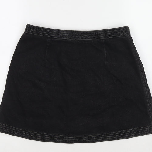 Cooperative Womens Black Cotton A-Line Skirt Size M Zip