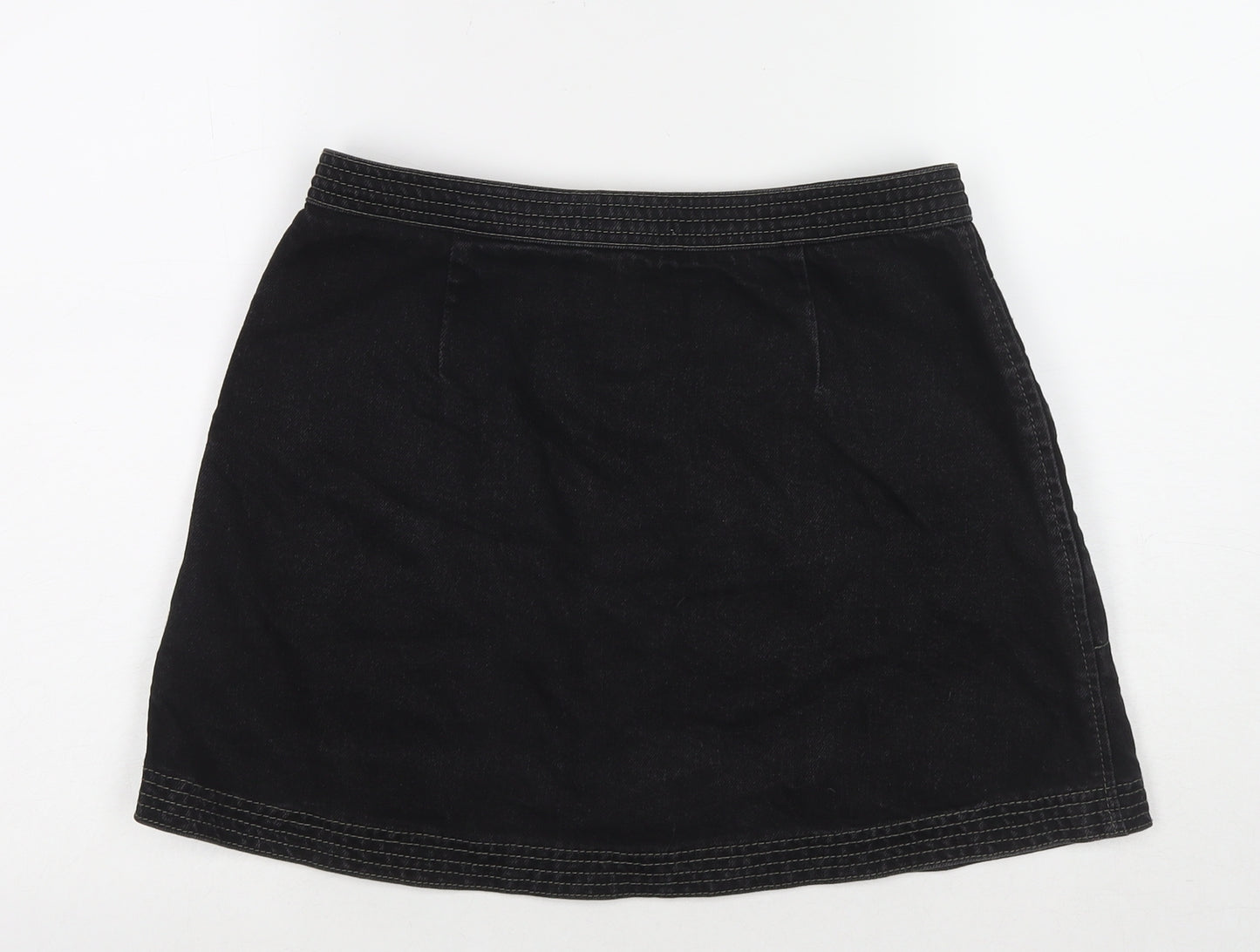 Cooperative Womens Black Cotton A-Line Skirt Size M Zip
