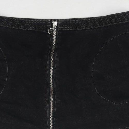 Cooperative Womens Black Cotton A-Line Skirt Size M Zip