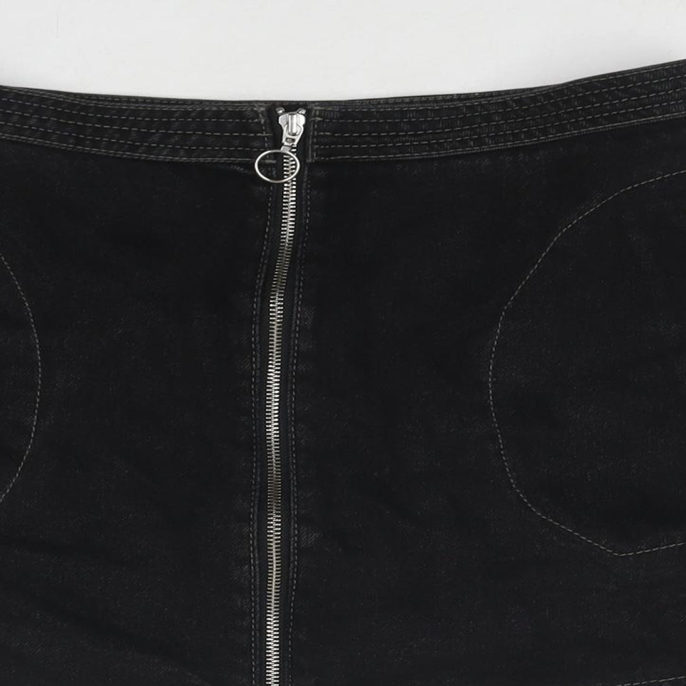 Cooperative Womens Black Cotton A-Line Skirt Size M Zip