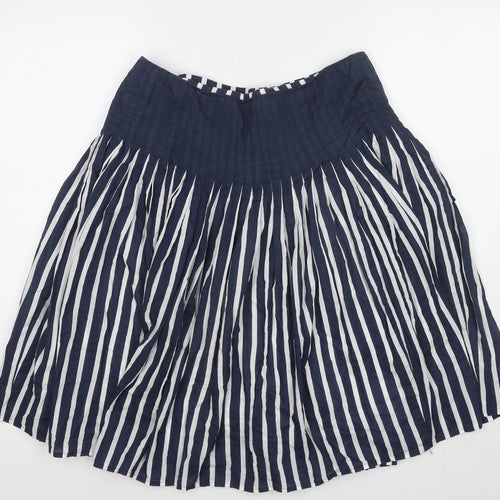 Principles Womens Blue Striped Cotton Pleated Skirt Size 14 Zip