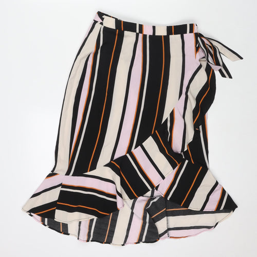 Outrageous Womens Multicoloured Striped Polyester Wrap Skirt Size 8 Tie