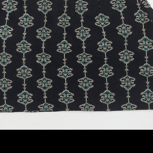 Zara Womens Blue Geometric Polyester Mini Skirt Size S Zip - Embraided