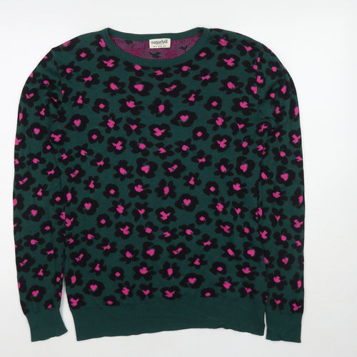 Sugarhill Womens Green Round Neck Floral Cotton Pullover Jumper Size 12
