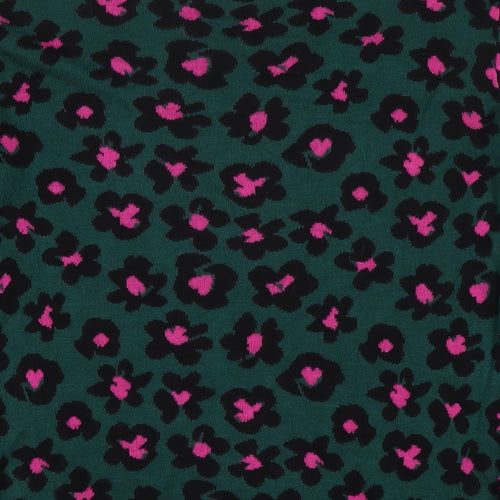 Sugarhill Womens Green Round Neck Floral Cotton Pullover Jumper Size 12