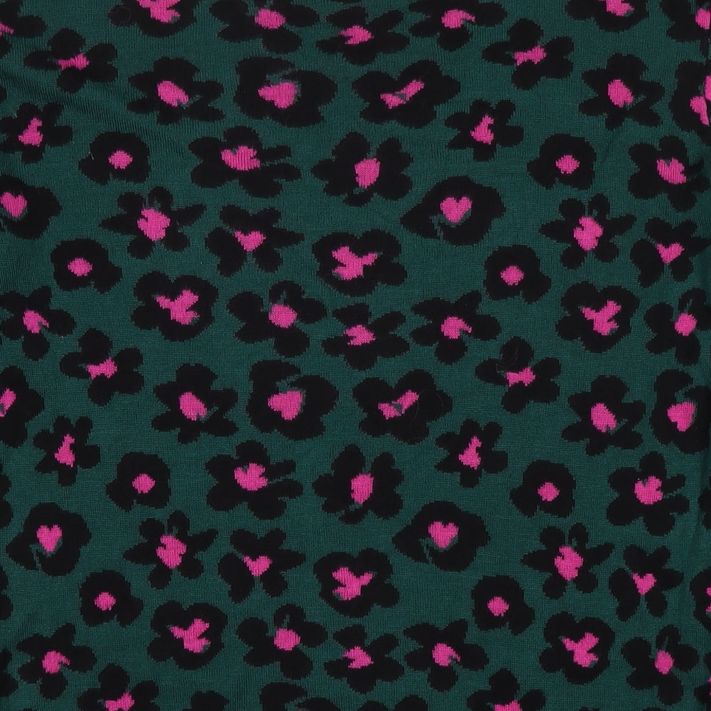 Sugarhill Womens Green Round Neck Floral Cotton Pullover Jumper Size 12