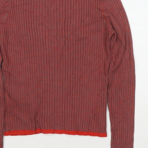 FOREVER 21 Womens Red Round Neck Striped Polyester Pullover Jumper Size S