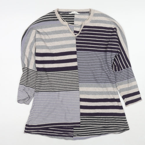 Brantree Womens Multicoloured Round Neck Striped Cotton Pullover Jumper Size XS