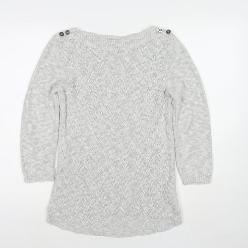 Marks and Spencer Womens Grey Round Neck Acrylic Pullover Jumper Size 10
