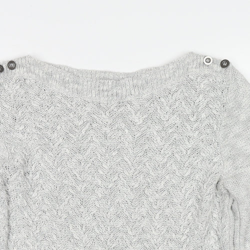 Marks and Spencer Womens Grey Round Neck Acrylic Pullover Jumper Size 10
