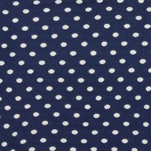 H&M Womens Blue Round Neck Polka Dot Cotton Pullover Jumper Size L