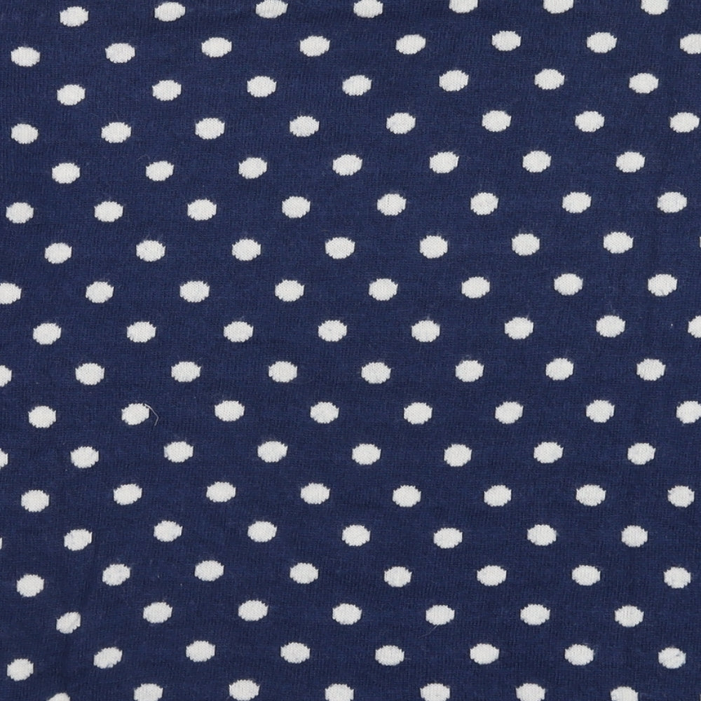 H&M Womens Blue Round Neck Polka Dot Cotton Pullover Jumper Size L