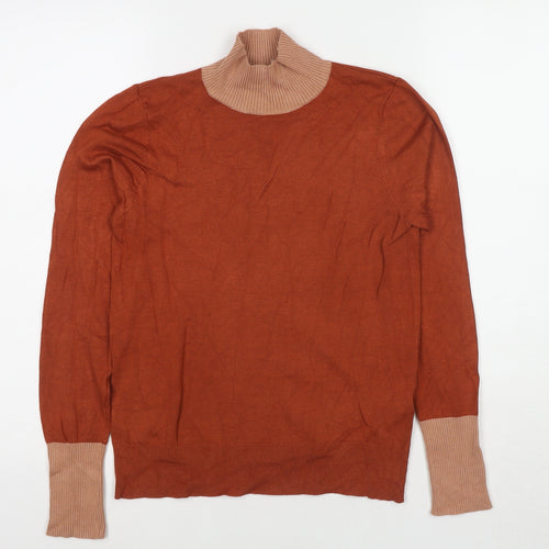 Warehouse Womens Brown Round Neck Viscose Pullover Jumper Size 12