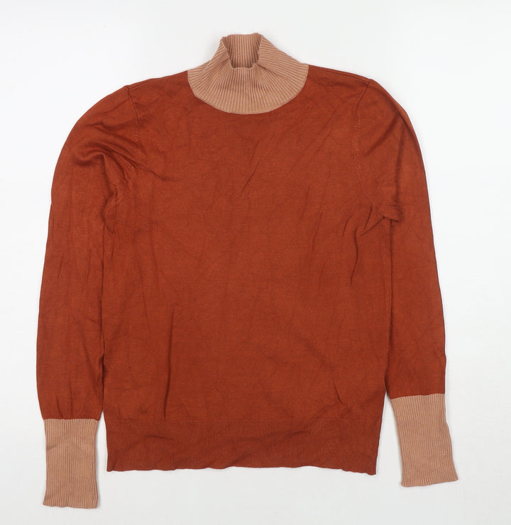 Warehouse Womens Brown Round Neck Viscose Pullover Jumper Size 12