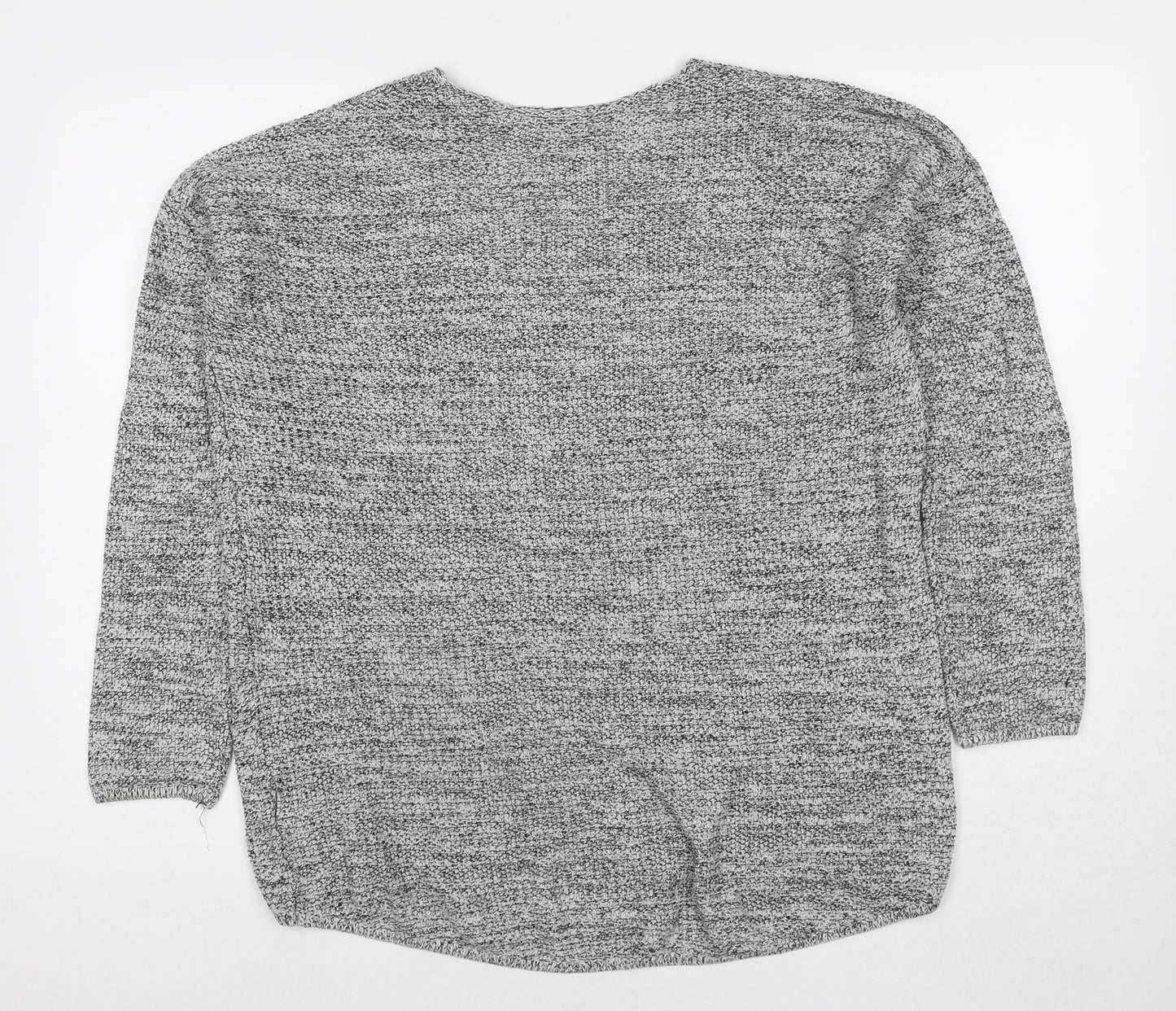 H&M Womens Grey V-Neck Cotton Pullover Jumper Size M