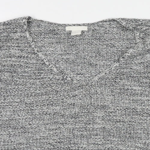 H&M Womens Grey V-Neck Cotton Pullover Jumper Size M