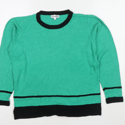 Paramour Womens Green Round Neck Viscose Pullover Jumper Size M