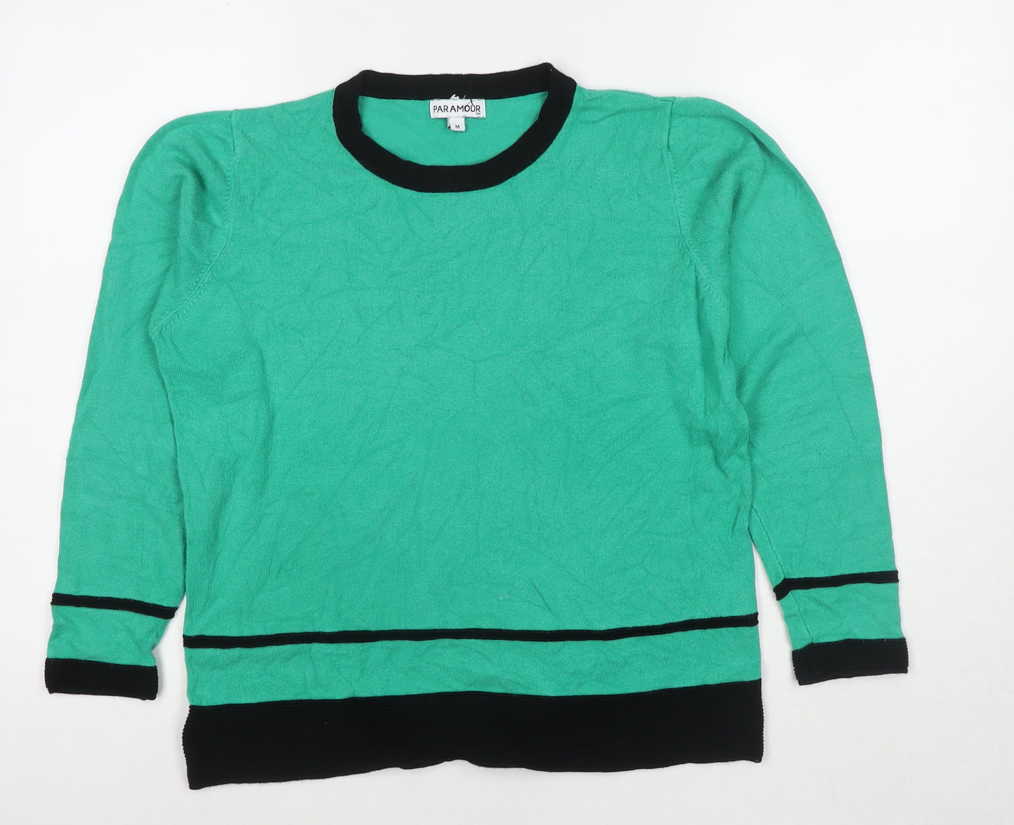 Paramour Womens Green Round Neck Viscose Pullover Jumper Size M