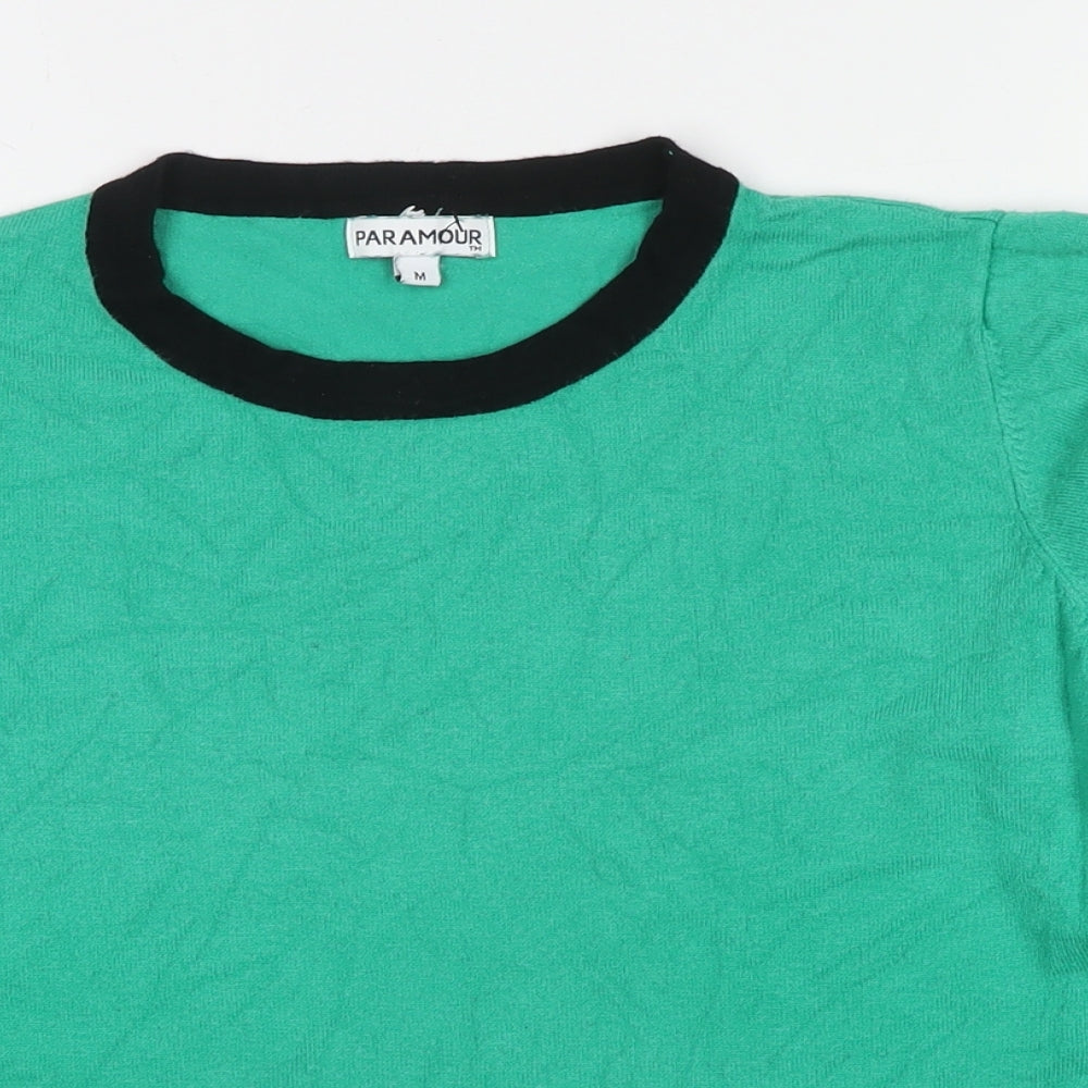 Paramour Womens Green Round Neck Viscose Pullover Jumper Size M