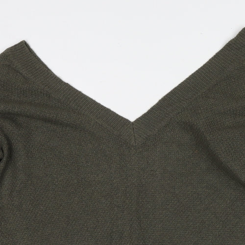 Yes Lola Womens Green V-Neck Cotton Tunic Jumper Size XS