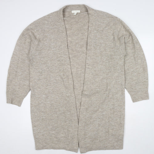 H&M Womens Beige V-Neck Acrylic Cape Jumper Size M