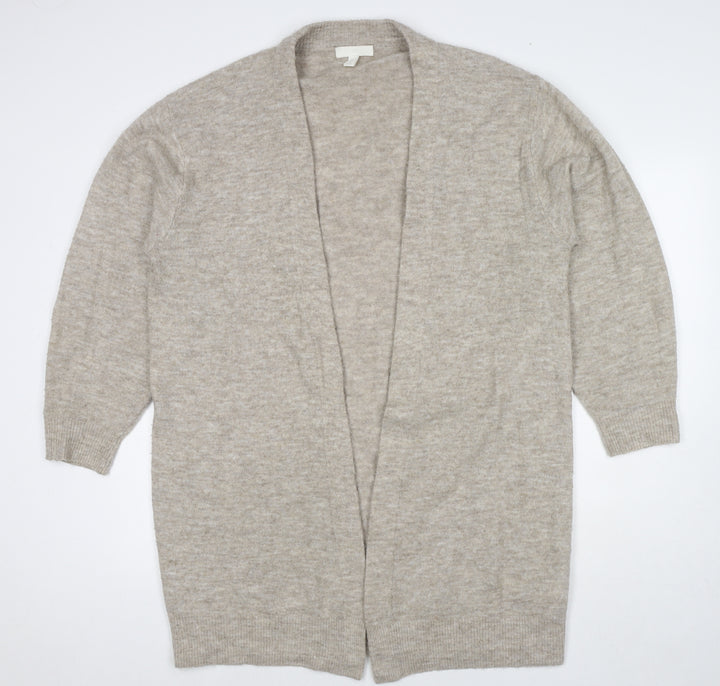 H&M Womens Beige V-Neck Acrylic Cape Jumper Size M