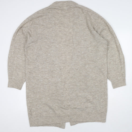 H&M Womens Beige V-Neck Acrylic Cape Jumper Size M
