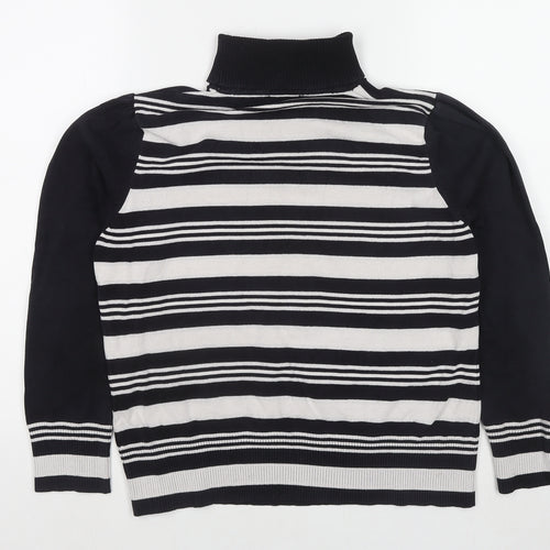 M&Co Womens Black Round Neck Striped Viscose Pullover Jumper Size 18