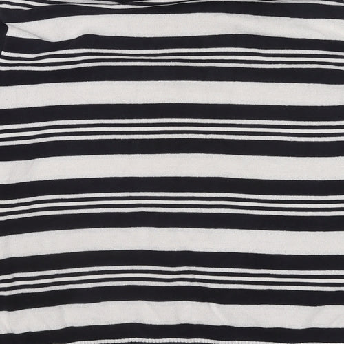M&Co Womens Black Round Neck Striped Viscose Pullover Jumper Size 18