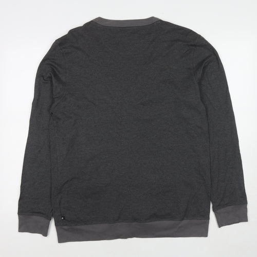 Jeff Banks Mens Grey V-Neck Cotton Cardigan Jumper Size L Long Sleeve