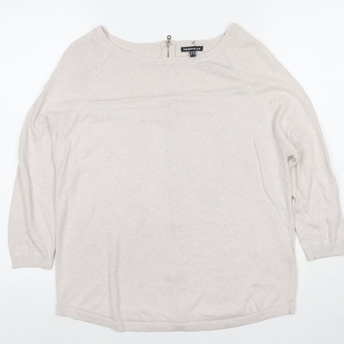 Warehouse Womens Ivory Round Neck Viscose Pullover Jumper Size 10