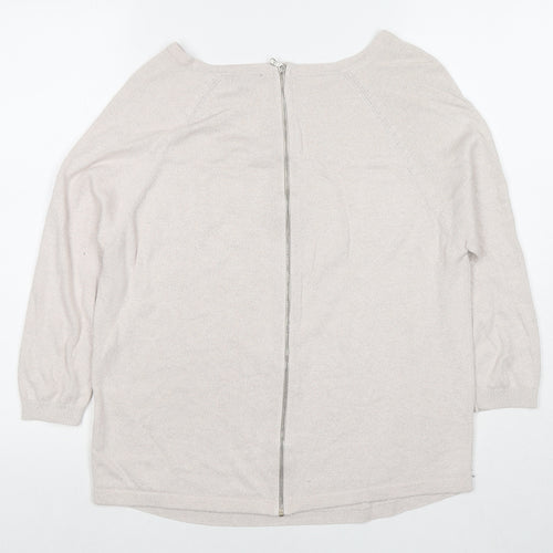 Warehouse Womens Ivory Round Neck Viscose Pullover Jumper Size 10