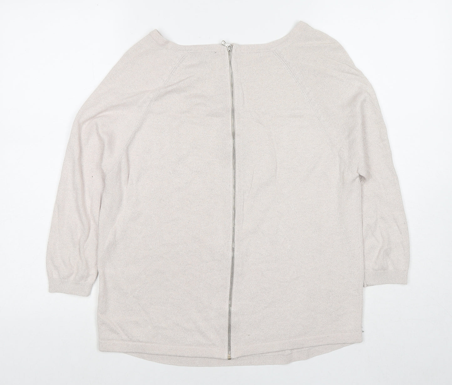 Warehouse Womens Ivory Round Neck Viscose Pullover Jumper Size 10