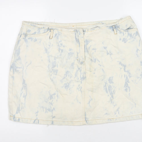 Variations Womens Ivory Cotton A-Line Skirt Size 22 Zip - Tie-dye