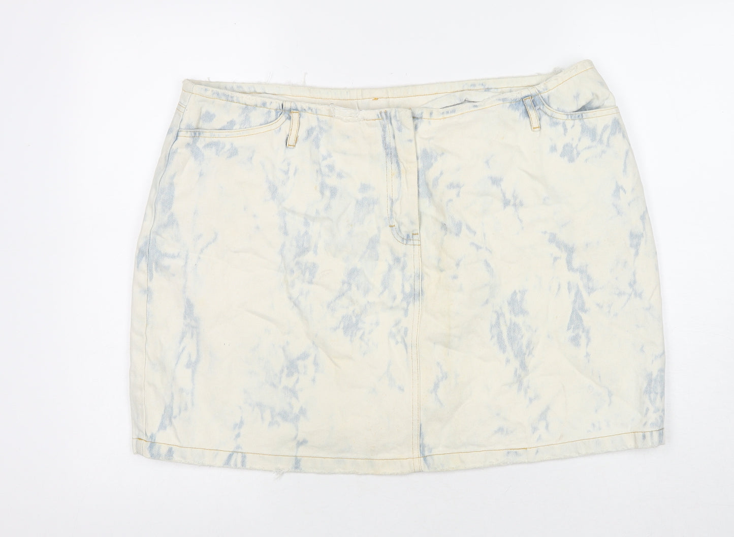 Variations Womens Ivory Cotton A-Line Skirt Size 22 Zip - Tie-dye