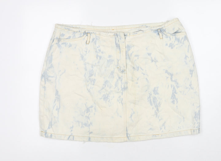 Variations Womens Ivory Cotton A-Line Skirt Size 22 Zip - Tie-dye