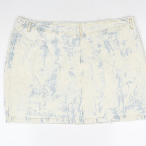Variations Womens Ivory Cotton A-Line Skirt Size 22 Zip - Tie-dye