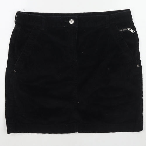 NEXT Womens Black Cotton A-Line Skirt Size 16 Zip