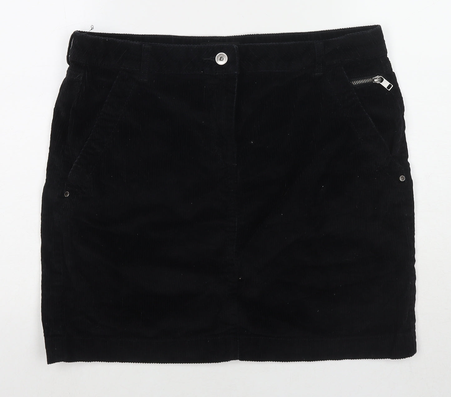 NEXT Womens Black Cotton A-Line Skirt Size 16 Zip
