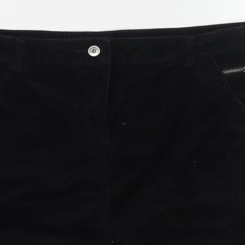 NEXT Womens Black Cotton A-Line Skirt Size 16 Zip