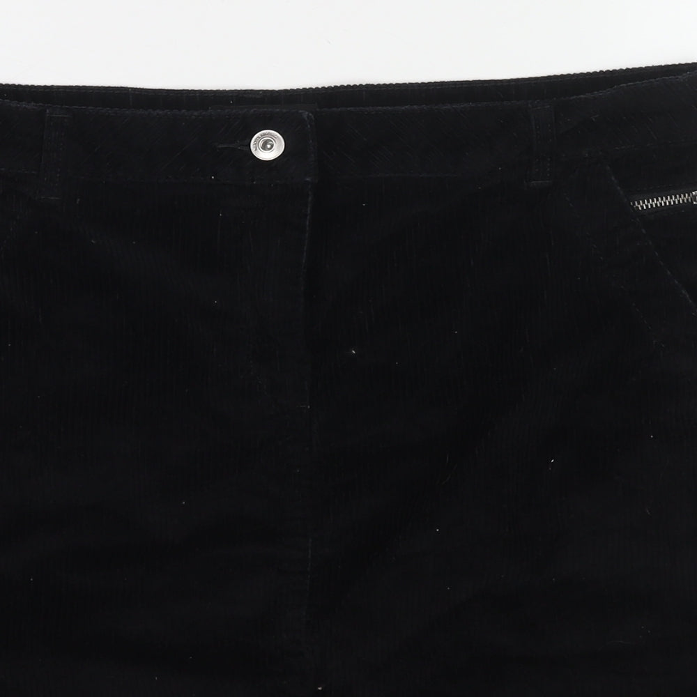 NEXT Womens Black Cotton A-Line Skirt Size 16 Zip