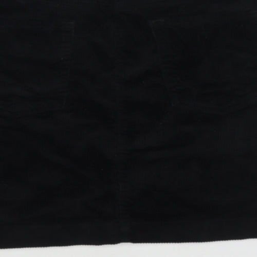 NEXT Womens Black Cotton A-Line Skirt Size 16 Zip