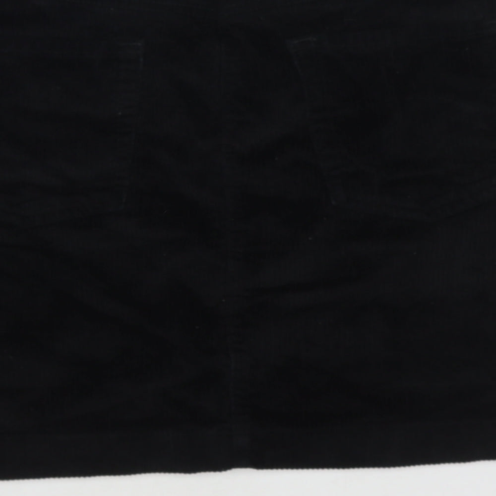 NEXT Womens Black Cotton A-Line Skirt Size 16 Zip