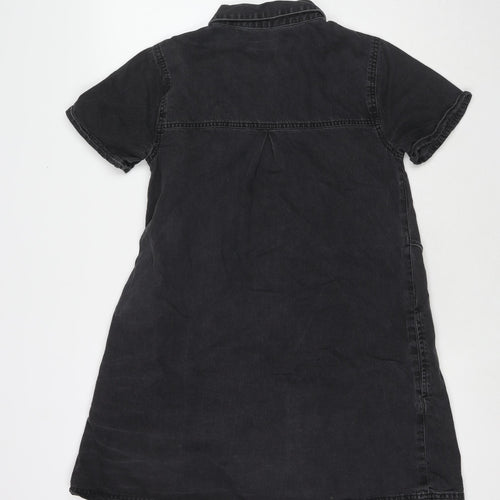 ASOS Womens Grey Cotton Shirt Dress Size 10 Collared Button
