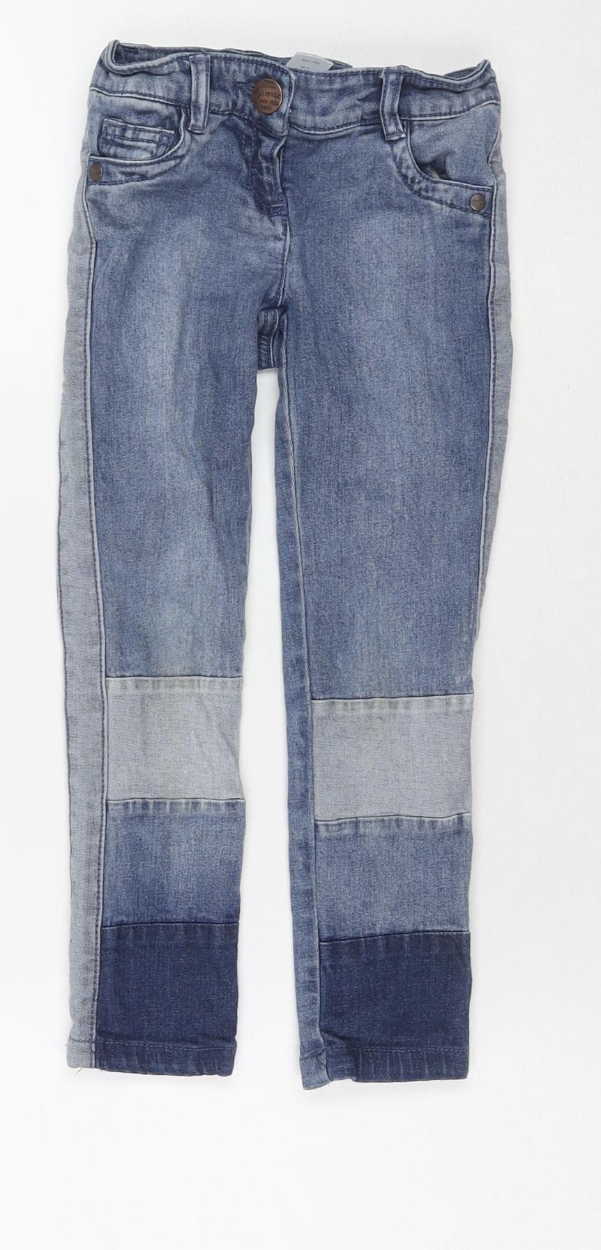 NEXT Girls Blue Cotton Skinny Jeans Size 5 Years Regular Zip