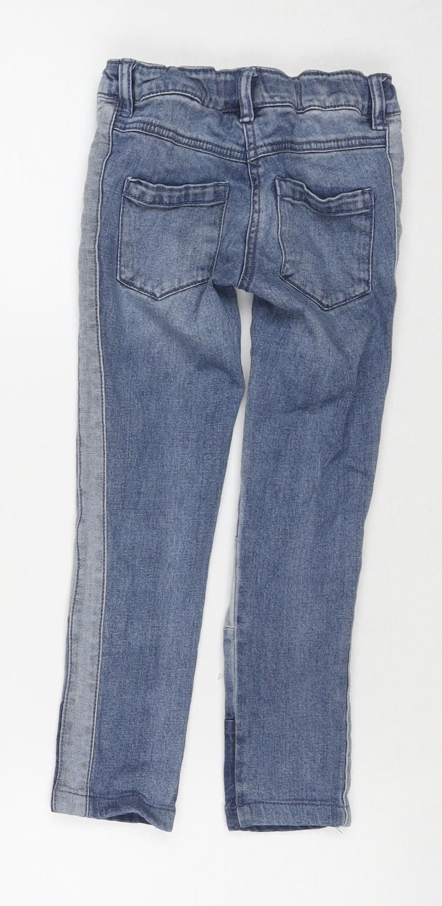 NEXT Girls Blue Cotton Skinny Jeans Size 5 Years Regular Zip