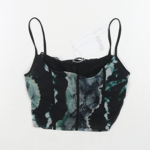 Bershka Womens Multicoloured Geometric Polyester Cropped Tank Size XS Sweetheart