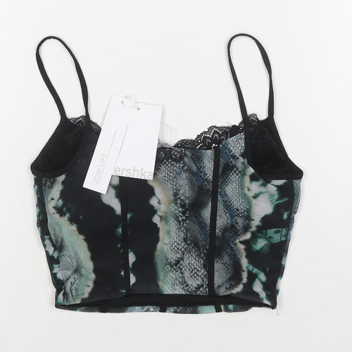Bershka Womens Multicoloured Geometric Polyester Cropped Tank Size XS Sweetheart